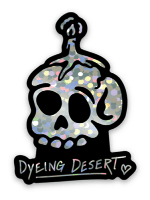 glitter dyeing desert skull love sticker