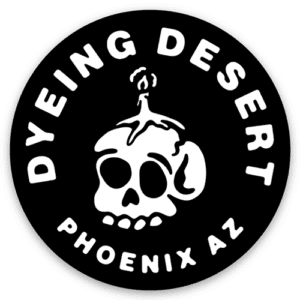 dyeing desert black logo sticker