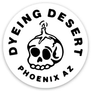 dyeing desert white logo sticker