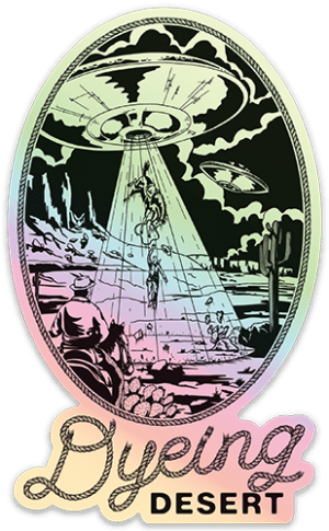 holographic cowboy vs alien sticker