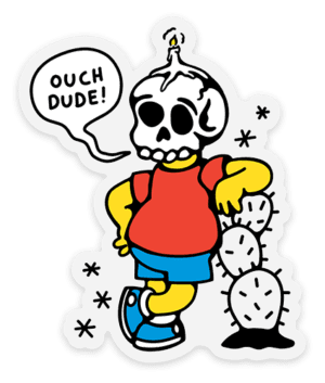 ouch dude! sticker