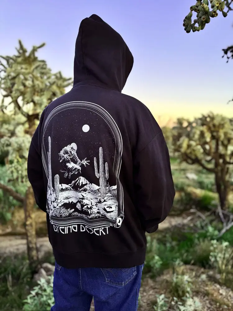 hoodie back desert sunset